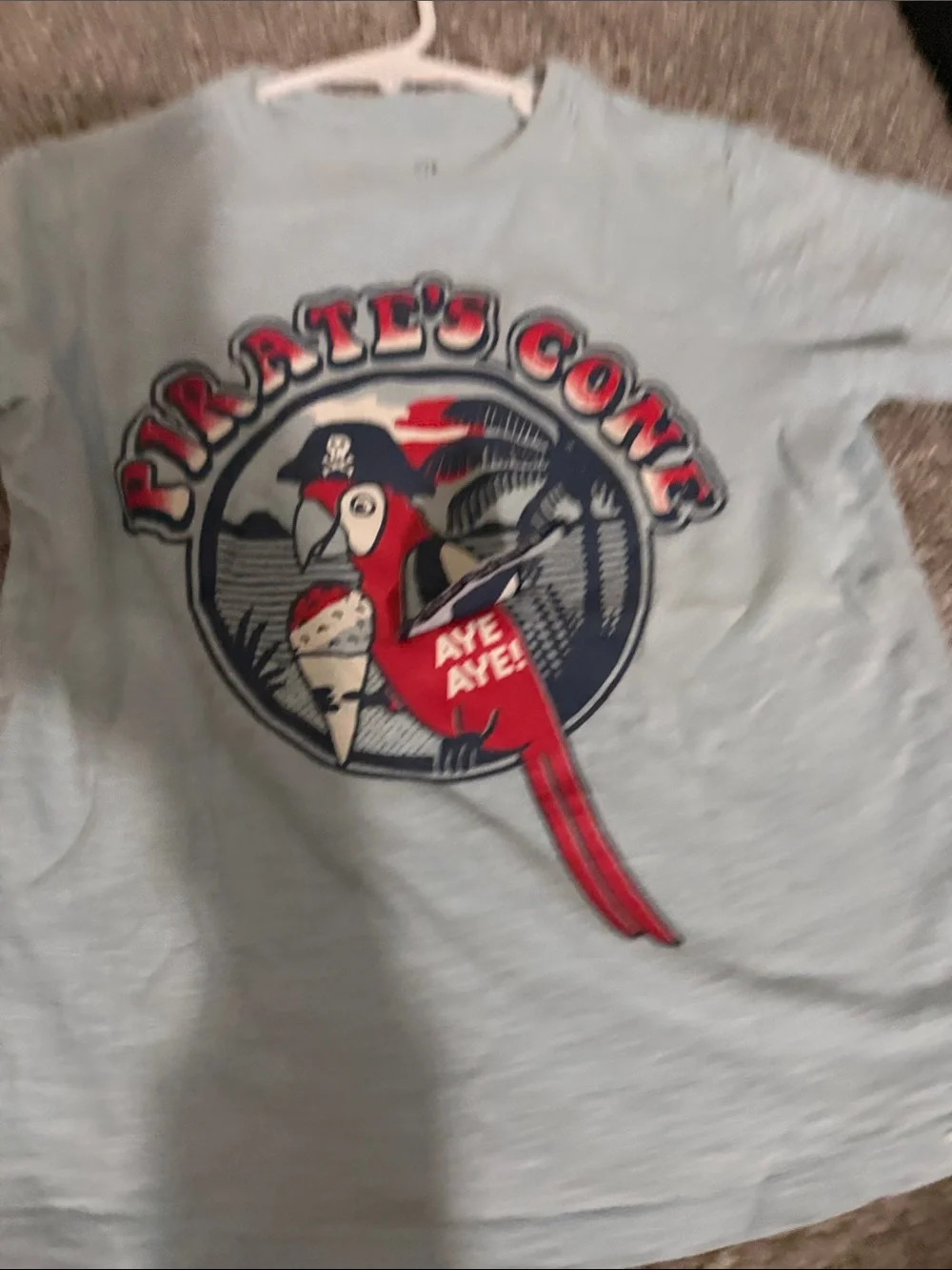 GAP Light Blue Tee with Red & Navy Pirate Parrot Art